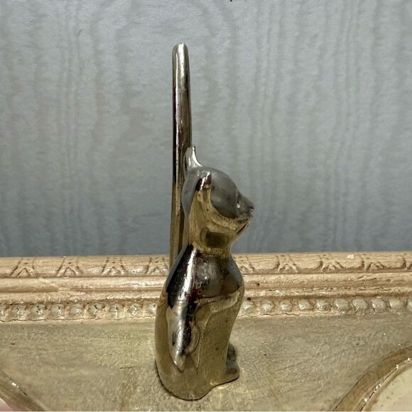 Vintage Silver Tone Kitty Cat Ring Holder - Picture 5 of 10